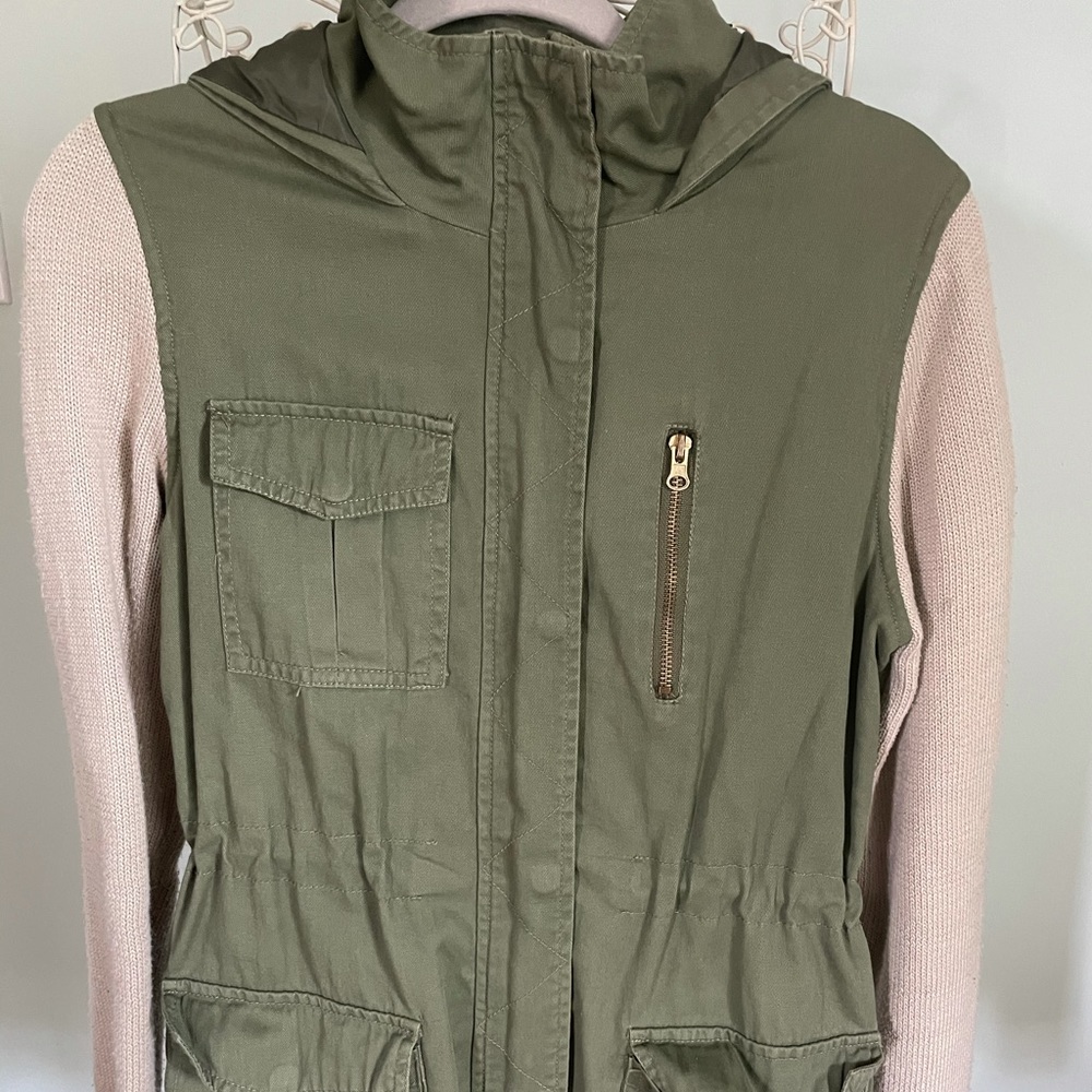Army Green Knitted Fall Jacket